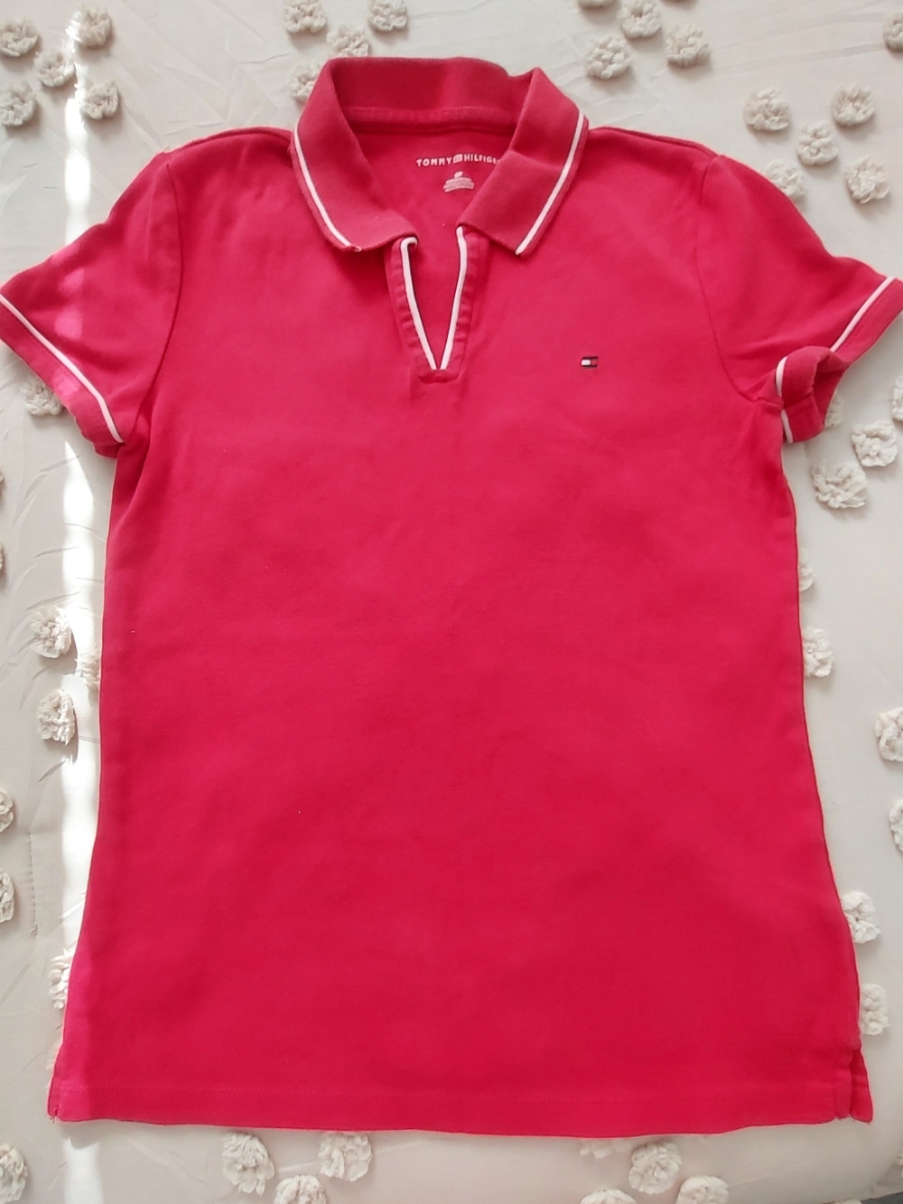 Tommy Hilfiger Women's Pink Pique Polo Top
